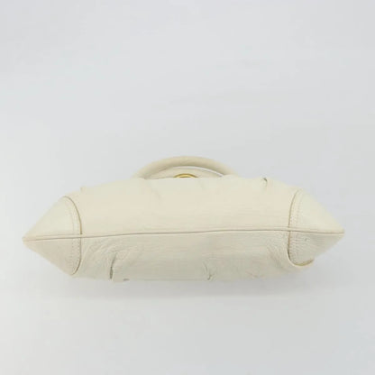 Salvatore Ferragamo Gancini Leather, White, Leather, Handbag