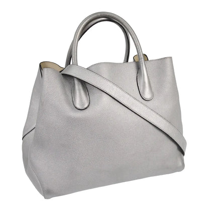 Christian Dior Open Bar Leather, Silver, Leather, Handbag