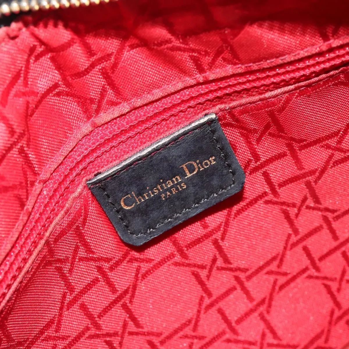 Christian Dior Vintage Lady Dior Cannage Quilt Lambskin, Black, Leather, Handbag