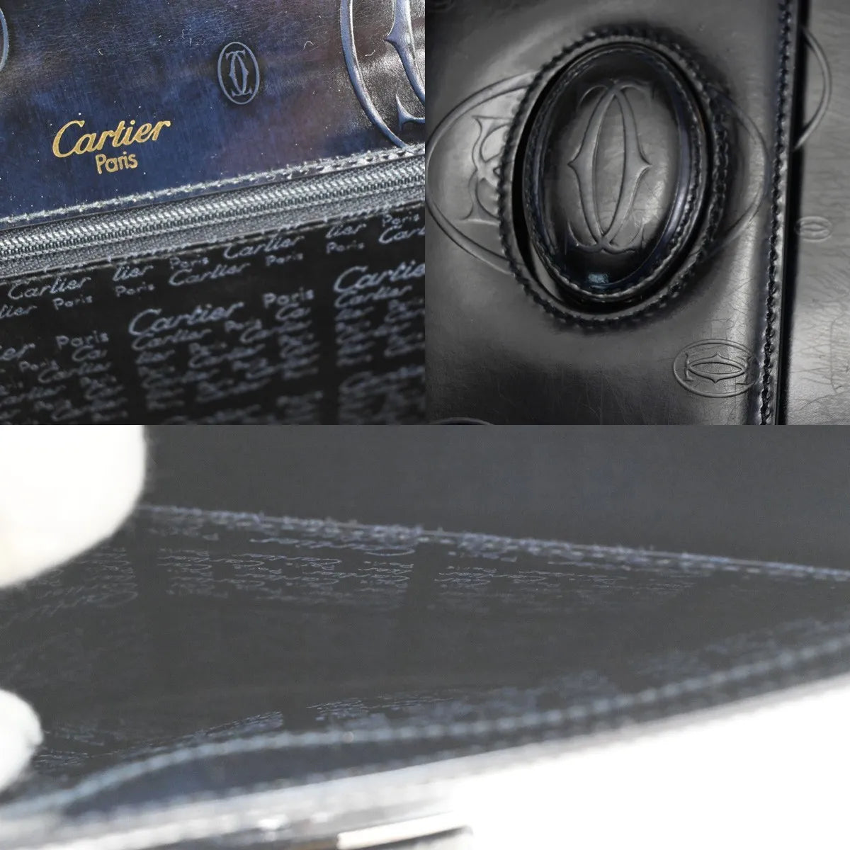 Cartier Happy Birthday Patent Leather, Navy, Patent Leather, Handbag