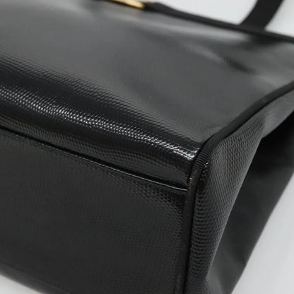 Salvatore Ferragamo Vintage Vara Bow Tote Lizard Embossed Leather, Black, Leather, Tote Bag