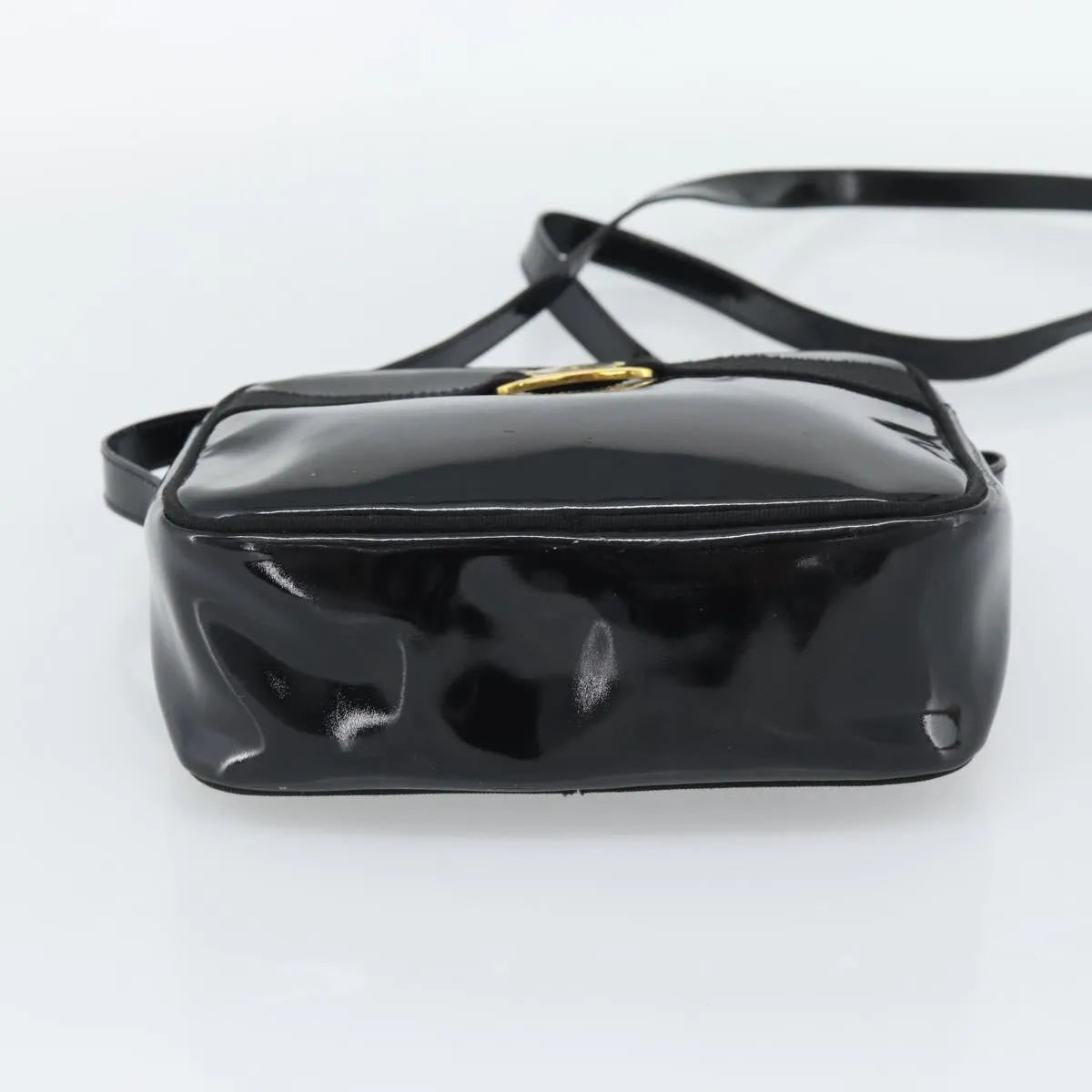 Salvatore Ferragamo Vala Patent Leather, Black, Patent Leather, Shoulder Bag