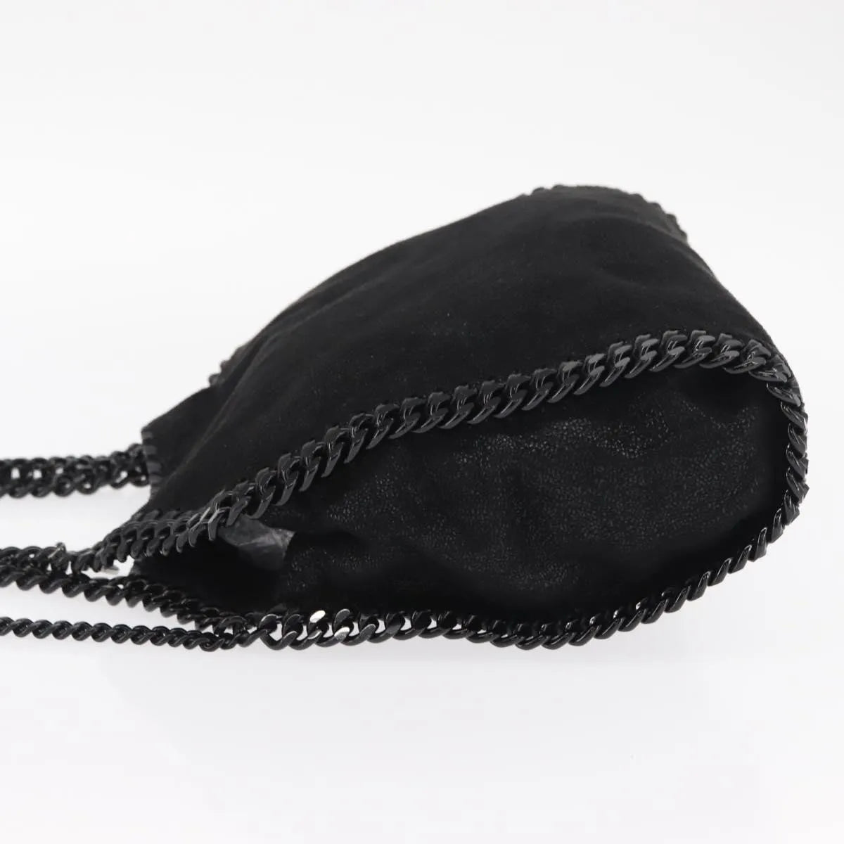 Stella McCartney Falabella Fold Over Shaggy Deer, Black, Polyester, Shoulder Bag