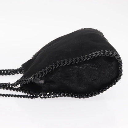 Stella McCartney Falabella Fold Over Shaggy Deer, Black, Polyester, Shoulder Bag