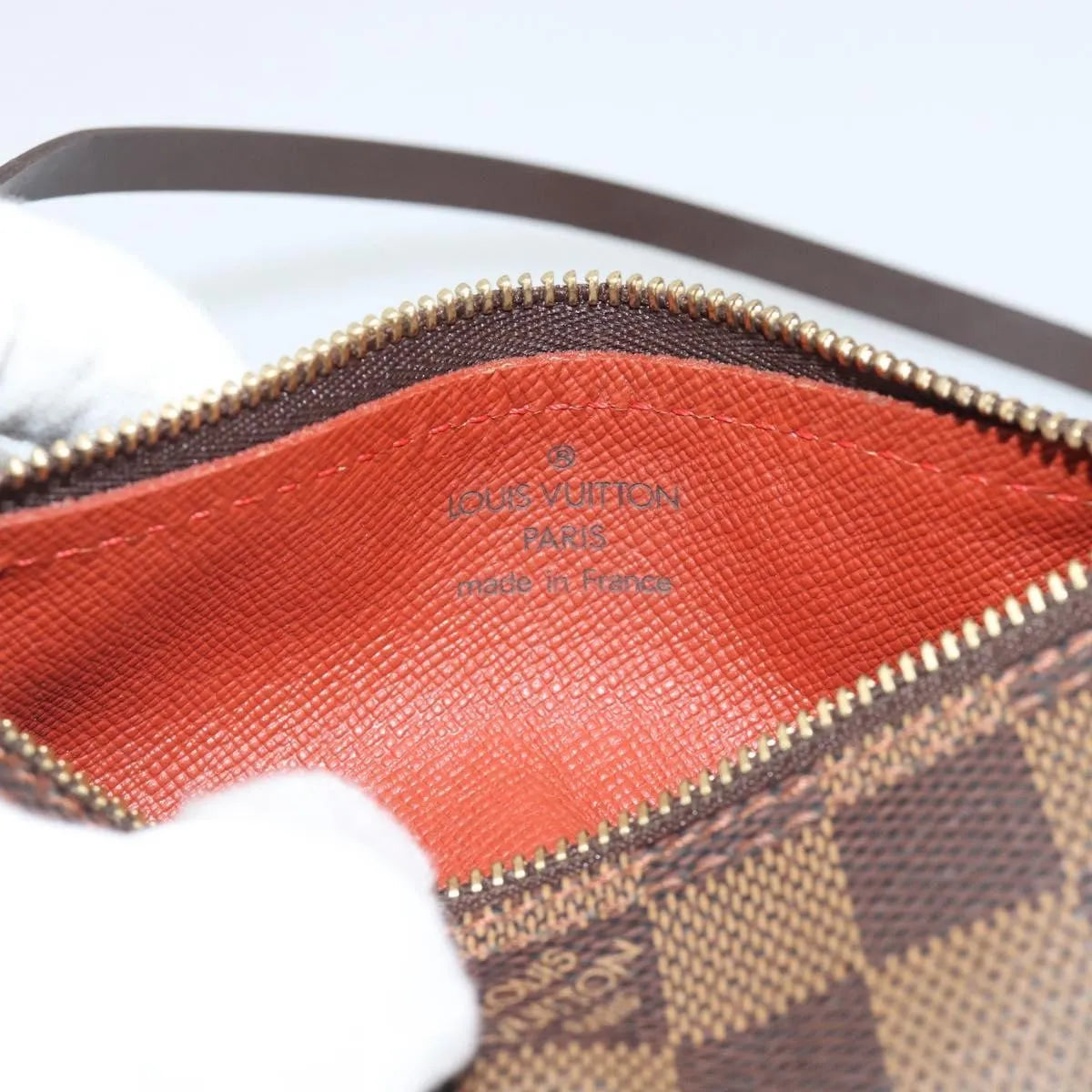 Louis Vuitton Papillon Pochette Damier Ebene, Brown, Canvas, Clutch