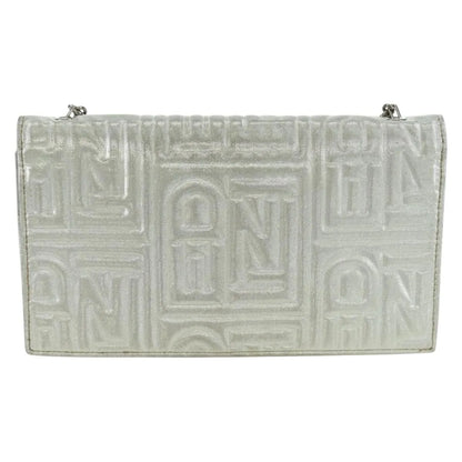 Fendi Wallet on Chain Logo Embossed Leather, Silver, Leather, Wallet