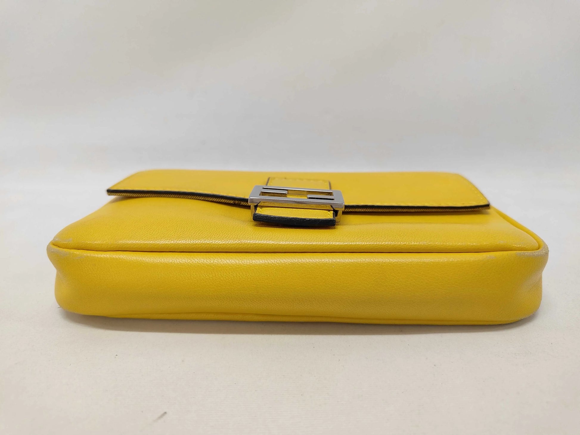 Fendi Baguette Leather, Yellow, Leather, Shoulder Bag