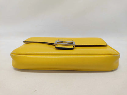 Fendi Baguette Leather, Yellow, Leather, Shoulder Bag