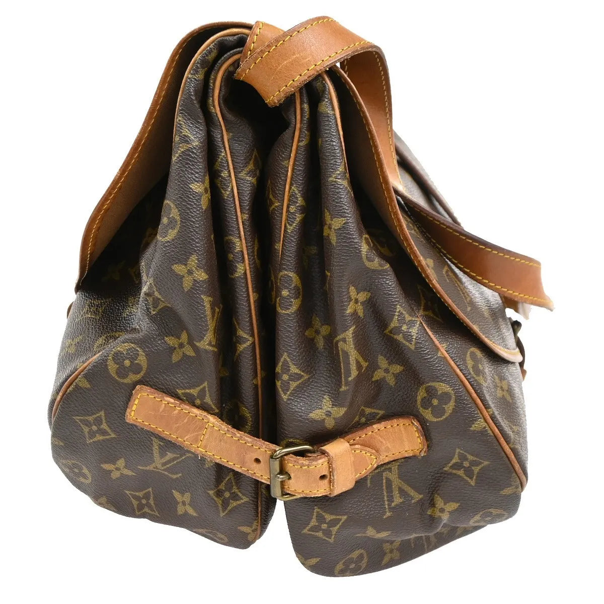 Louis Vuitton Saumur Monogram Canvas, Brown, Leather, Shoulder Bag