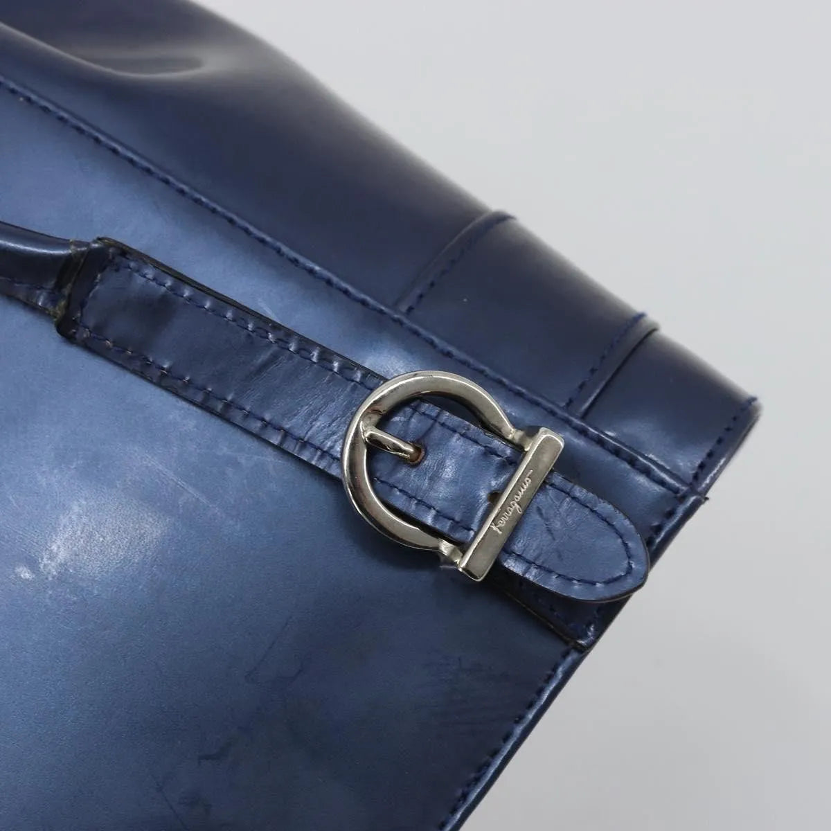 Salvatore Ferragamo Vala Patent Leather, Navy, Patent Leather, Backpack