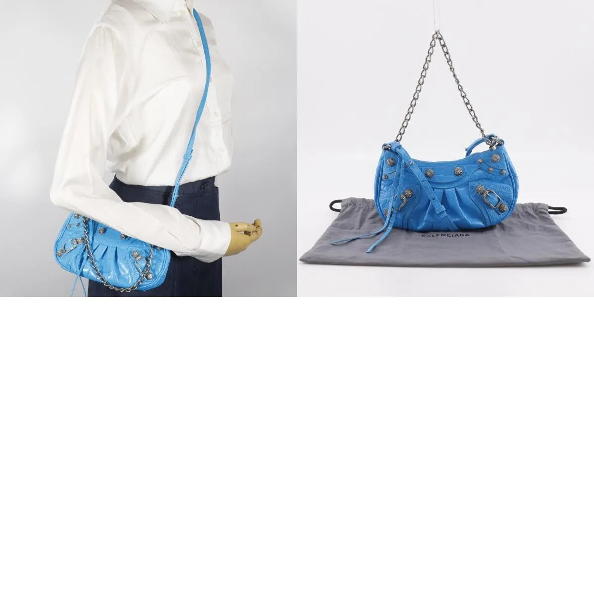Balenciaga Shoulder PVC, Blue, Leather, Shoulder Bag