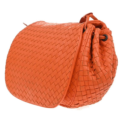 Bottega Veneta Intrecciato Shoulder Leather, Orange, Leather, Handbag