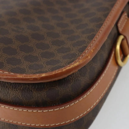 Celine Vintage Macadam Canvas and Leather, Brown, Canvas, Shoulder Bag