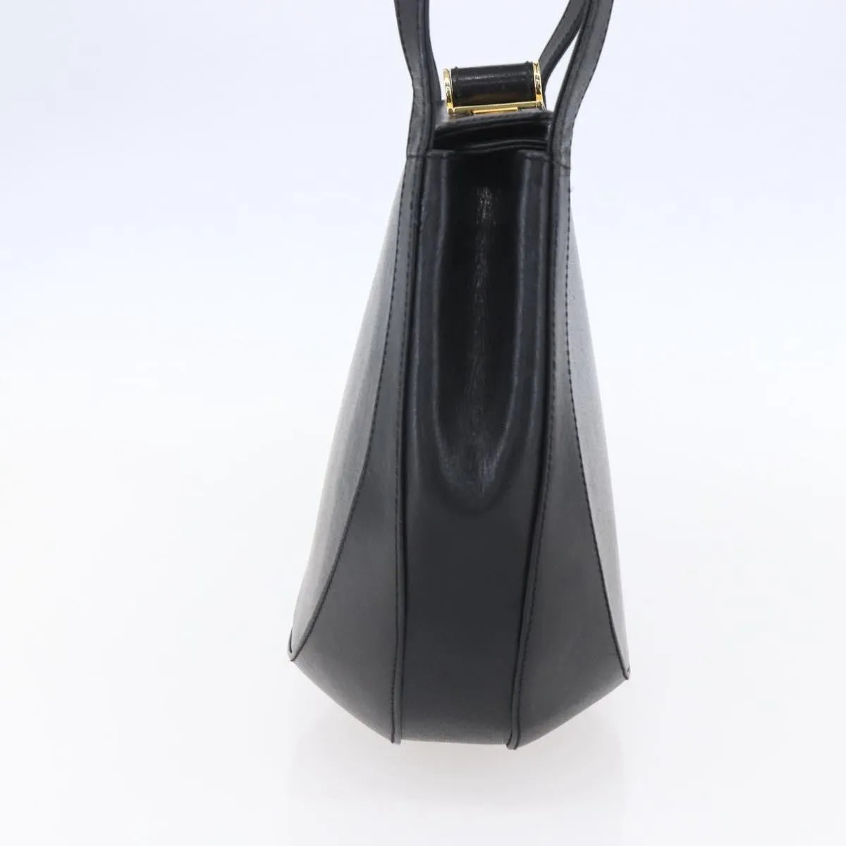 Salvatore Ferragamo Gancini Leather, Black, Leather, Shoulder Bag