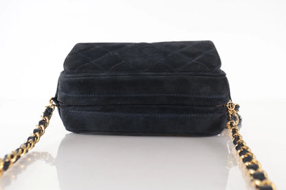 Chanel Vintage Camera Bag Suede, Black, Suede, Crossbody Bag