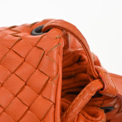 Bottega Veneta Intrecciato Shoulder Leather, Orange, Leather, Handbag