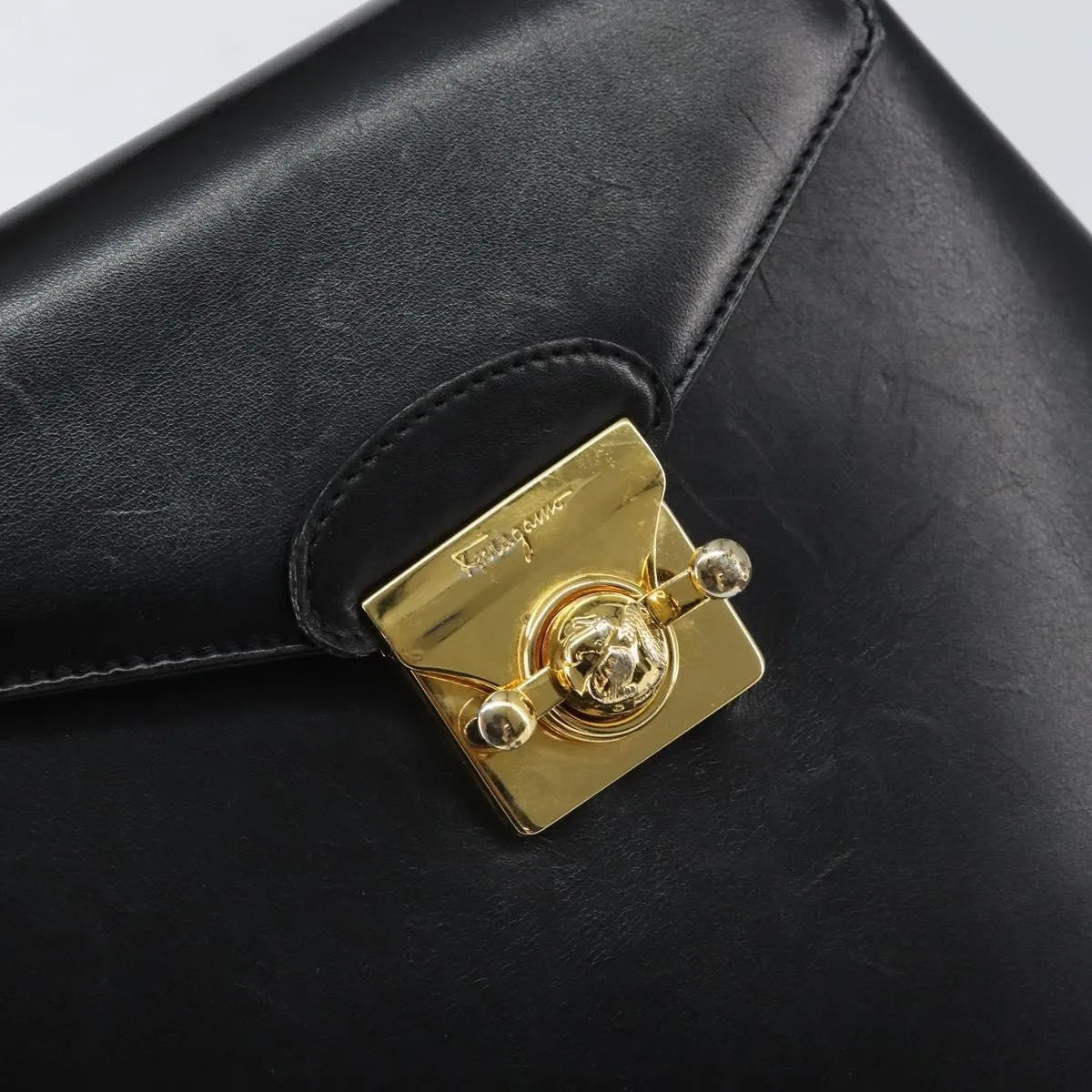 Salvatore Ferragamo Vintage Leather, Black, Leather, Handbag