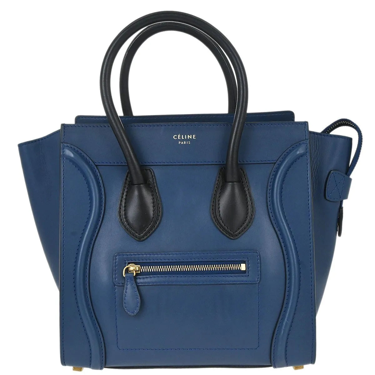 Celine Luggage Smooth Leather, Blue, Leather, Handbag