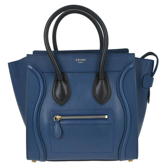 Celine Luggage Smooth Leather, Blue, Leather, Handbag