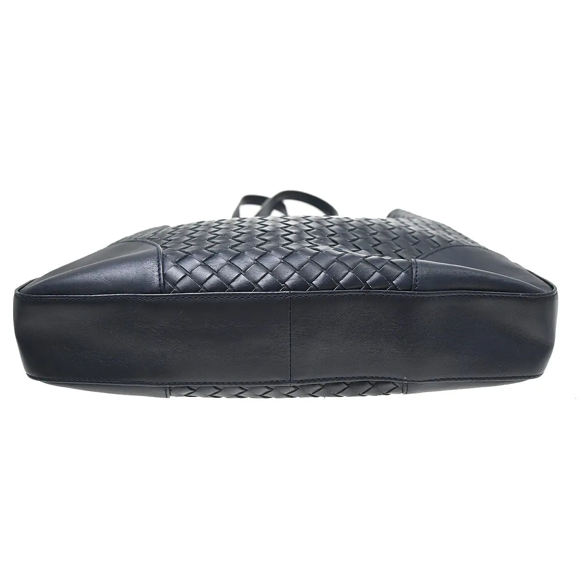 Bottega Veneta Belted Snap Tote Intrecciato Nappa, Navy, Leather, Tote Bag