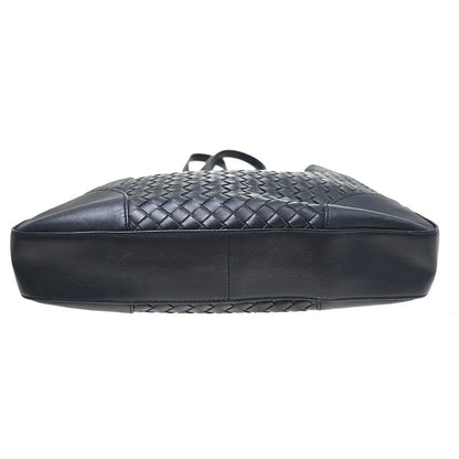 Bottega Veneta Belted Snap Tote Intrecciato Nappa, Navy, Leather, Tote Bag