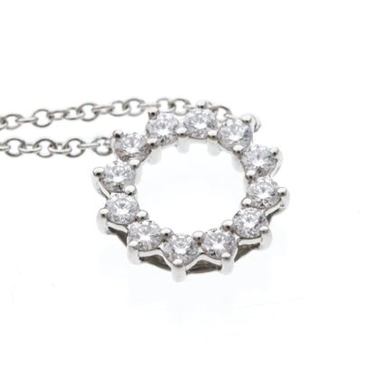 Tiffany & Co. Open Circle Pendant Platinum with Diamonds, Silver, Platinum, Necklace