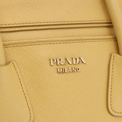 Prada Cuir Frame Double Zip Tote Saffiano Leather, Yellow, Leather, Tote Bag