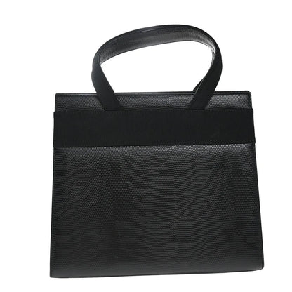 Salvatore Ferragamo Convertible Vara Bow Tote Lizard Embossed Leather, Black, Leather, Handbag