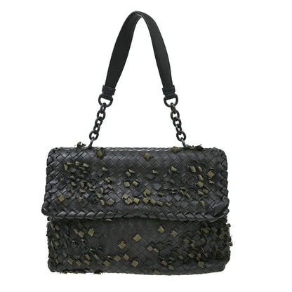 Bottega Veneta Olimpia Tobu Intrecciato Nappa, Black, Leather, Shoulder Bag