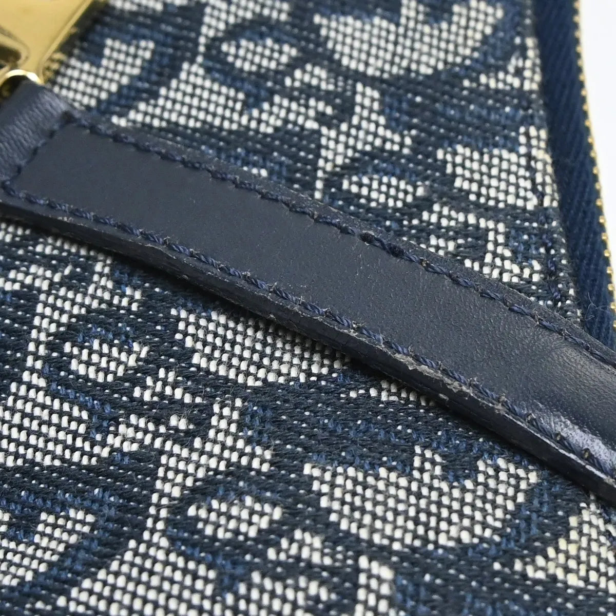 Christian Dior Vintage Trotteur Chain Canvas, Blue, Canvas, Shoulder Bag