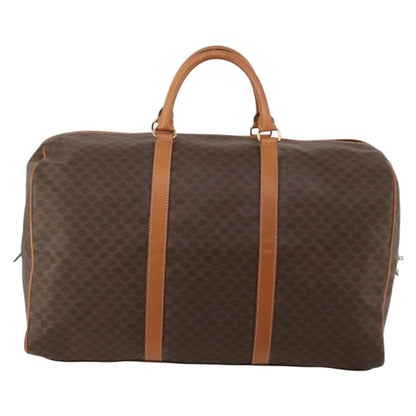 Celine Vintage Duffle Canvas and Leather, Brown, Canvas, Travel Bag