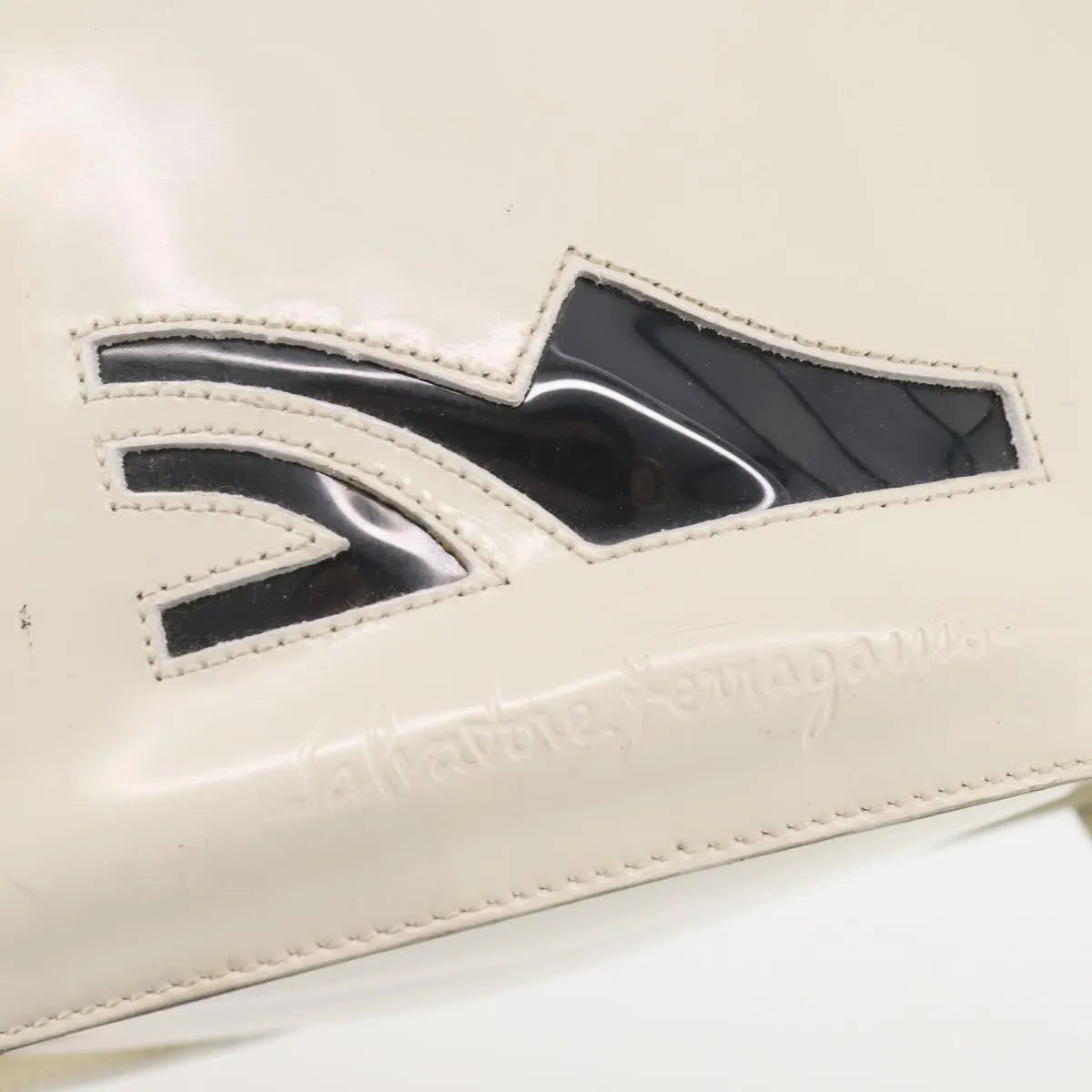 Salvatore Ferragamo Vintage Patent Leather, White, Patent Leather, Backpack
