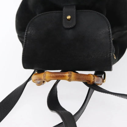 Gucci Vintage Bamboo Suede, Black, Suede, Backpack
