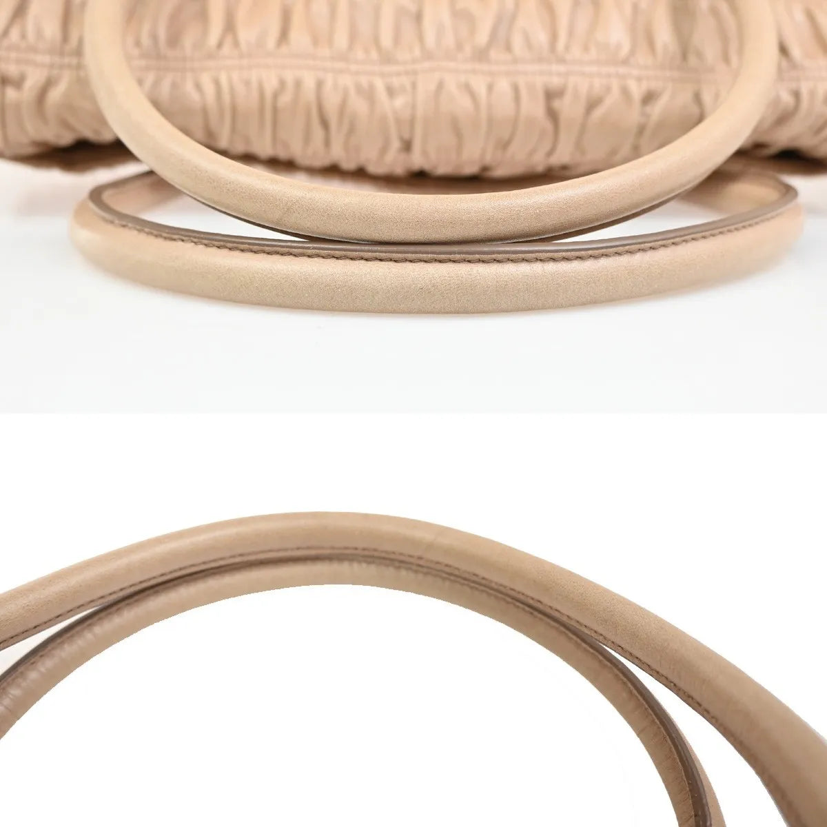 Prada Turnlock Nappa Gaufre, Beige, Leather, Shoulder Bag