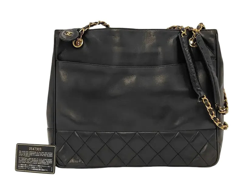 Chanel Matelasse Chain Leather, Black, Leather, Shoulder Bag