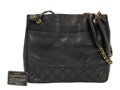 Chanel Matelasse Chain Leather, Black, Leather, Shoulder Bag