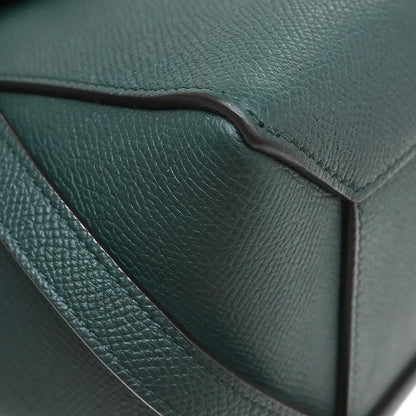 Celine Belt Textured Leather, Green, Leather, Handbag
