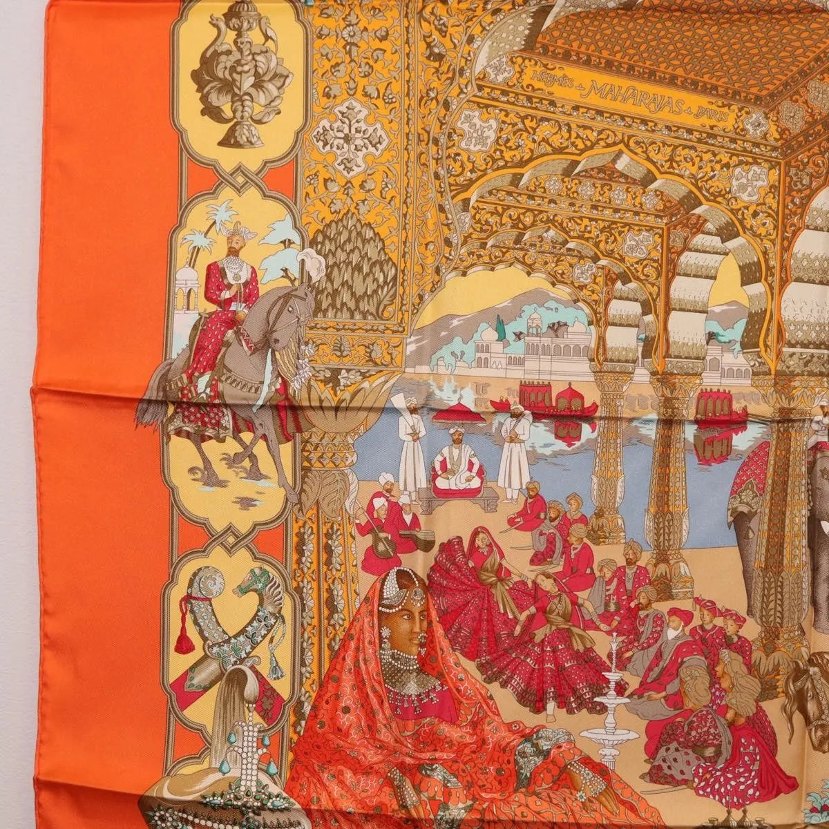 Hermes Carré 90 Silk multicolor, Orange, Silk, Scarf