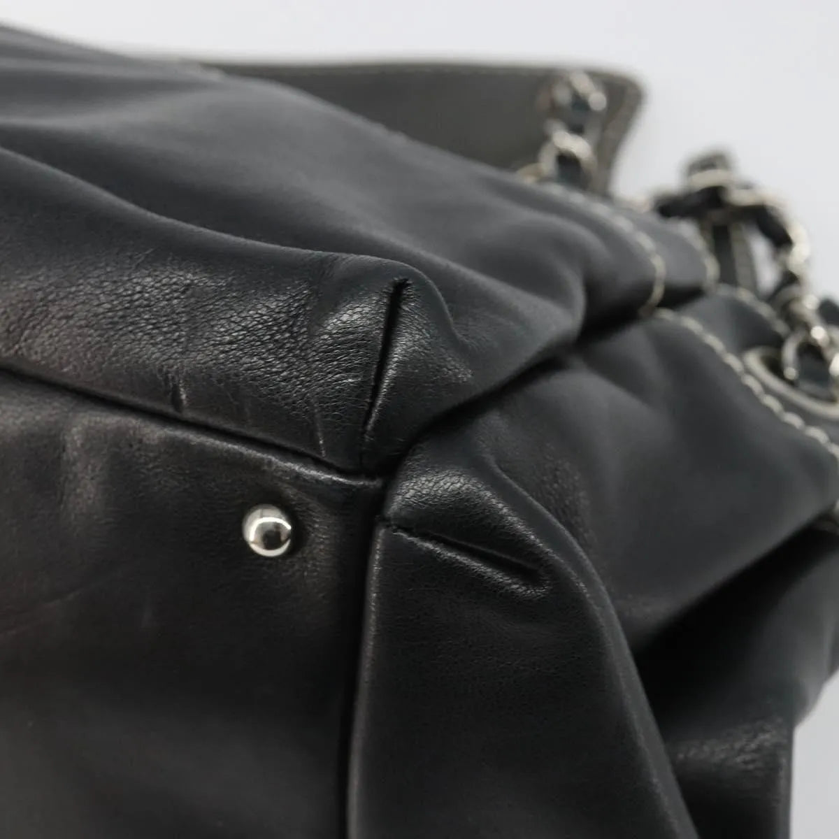 Chanel CC Shoulder Bag Leather, Black, Leather, Handbag