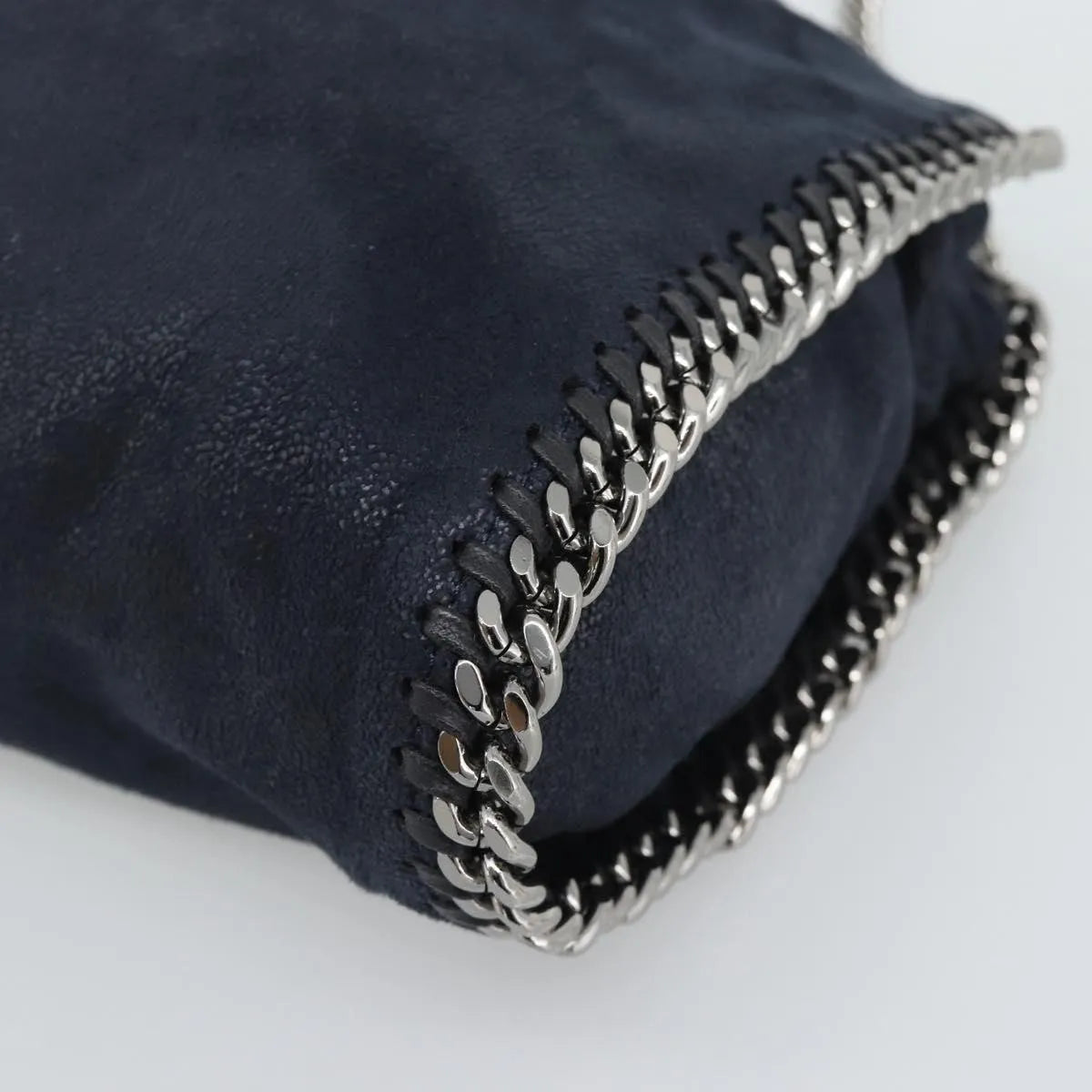 Stella McCartney Falabella Fold Over Faux Leather, Navy, Polyester, Shoulder Bag