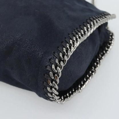 Stella McCartney Falabella Fold Over Faux Leather, Navy, Polyester, Shoulder Bag