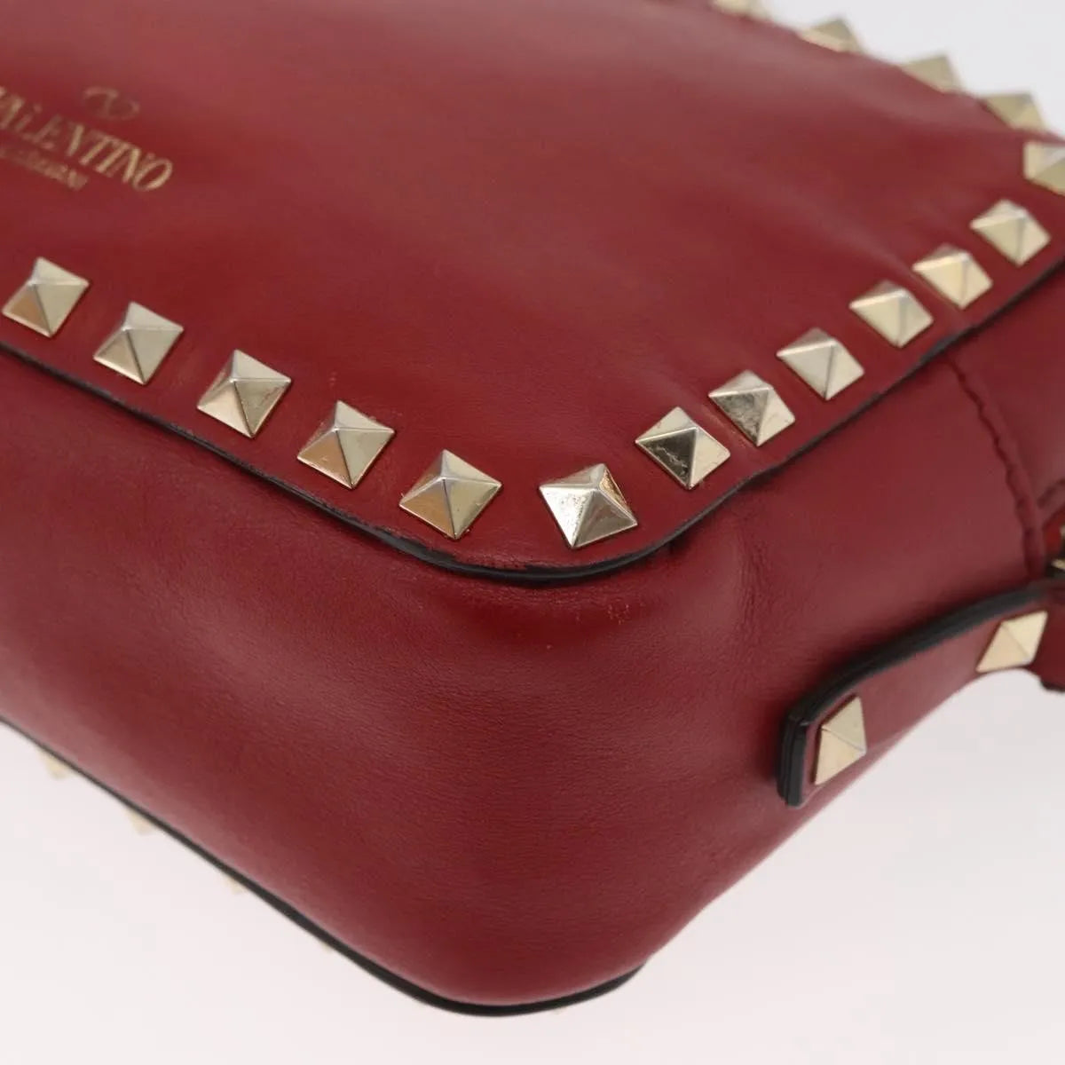 Valentino Garavani Rockstud Camera Leather, Red, Leather, Shoulder Bag