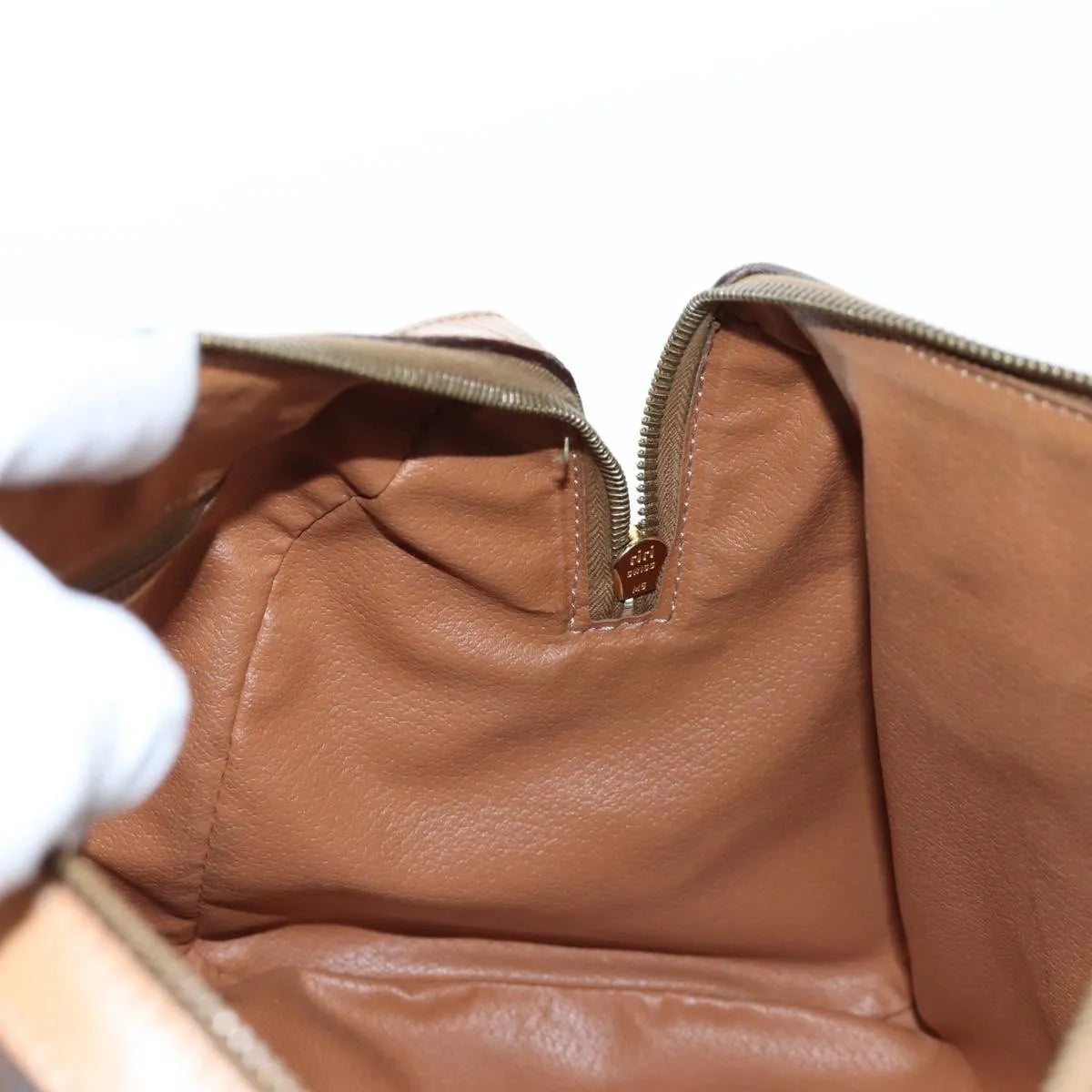 Celine Vintage Macadam Boston Canvas and Leather, Brown, PVC, Handbag
