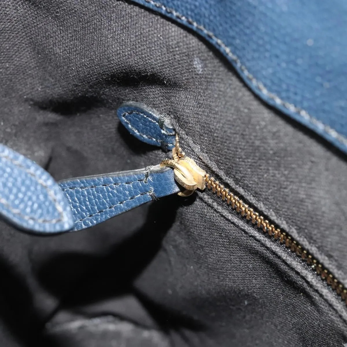 Burberry Banner Tote Leather and House Check Canvas, Navy, Leather, Handbag
