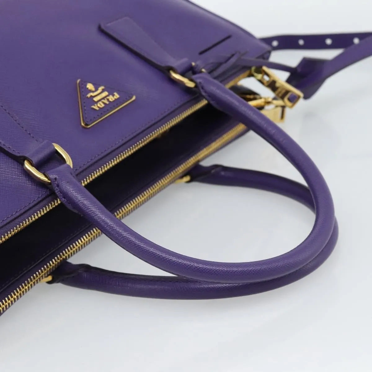 Prada Galleria Double Zip Tote Saffiano Leather, Purple, Leather, Handbag