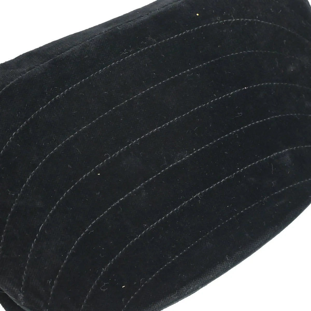 Chanel Vintage Crescent Flap Horizontal Quilted Velvet, Black, Velvet, Shoulder Bag