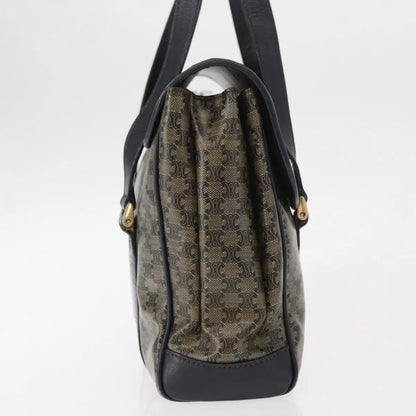 Celine Vintage Macadam Canvas and Leather, Black, Canvas, Shoulder Bag