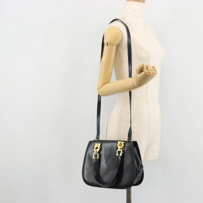 Salvatore Ferragamo Gancini Leather, Navy, Leather, Handbag