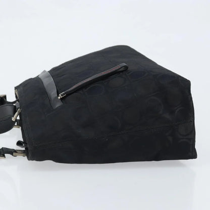 Salvatore Ferragamo Gancini Tote Gancini Canvas, Black, Nylon, Tote Bag