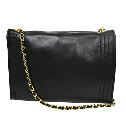 Chanel Vintage CC Envelope Chain Flap Lambskin, Black, Leather, Shoulder Bag